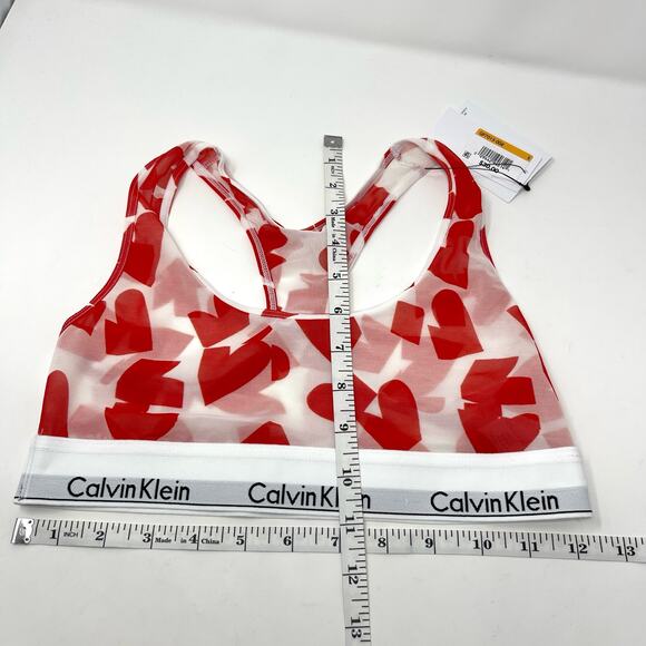 Calvin Klein NWT Modern Cotton Unlined Valentine's Day Bralette 2 Pk S Red White - Picture 7 of 8